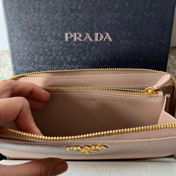 Powder Pink Prada Zip around Wallet - Picture 5 of 7